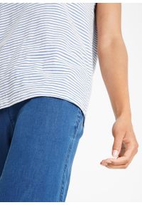 Shirt, krótki rękaw bonprix bialy / niebieski dżins W paski. Kolor: biały. Długość rękawa: krótki rękaw. Długość: krótkie. Wzór: paski #4