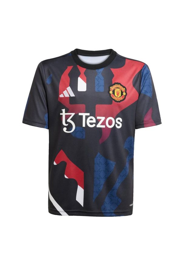 Adidas - Koszulka Manchester United 24/25 Pre-Match Kids. Kolor: czarny, czerwony, biały, wielokolorowy. Materiał: materiał