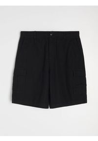 Sinsay - Bawełniane szorty cargo - czarny. Kolor: czarny. Materiał: bawełna #1