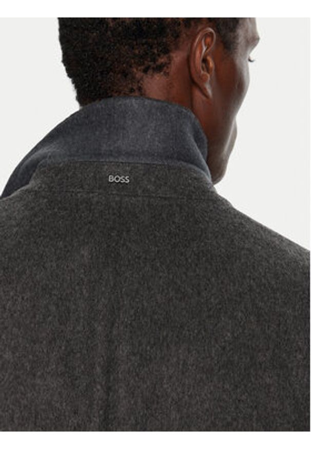 BOSS - Boss Płaszcz wełniany H-Hyde 50525739 Szary Slim Fit. Kolor: szary. Materiał: wełna