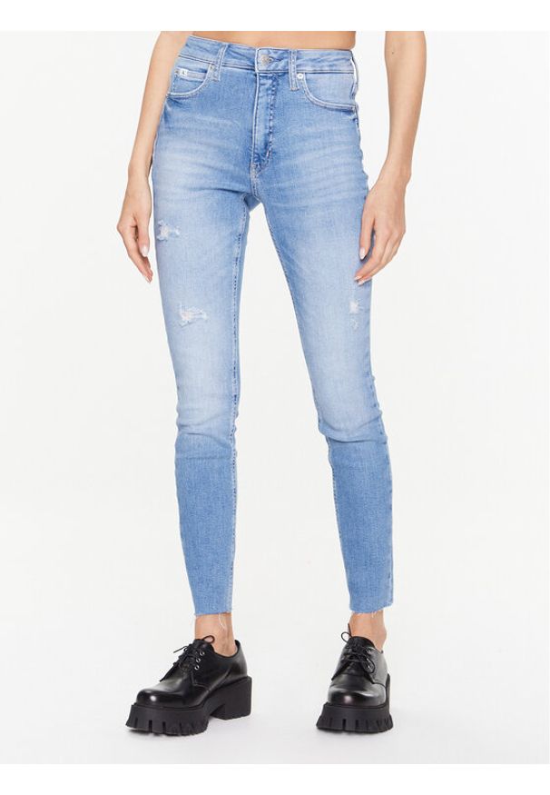 Calvin Klein Jeans Jeansy J20J220853 Niebieski Skinny Fit. Kolor: niebieski