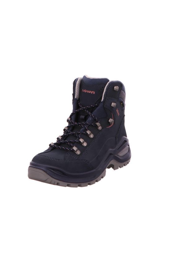 Buty trekkingowe damskie Lowa Renegade Evo Mid Gtx. Wysokość cholewki: za kostkę. Zapięcie: sznurówki. Kolor: niebieski. Materiał: skóra. Szerokość cholewki: normalna