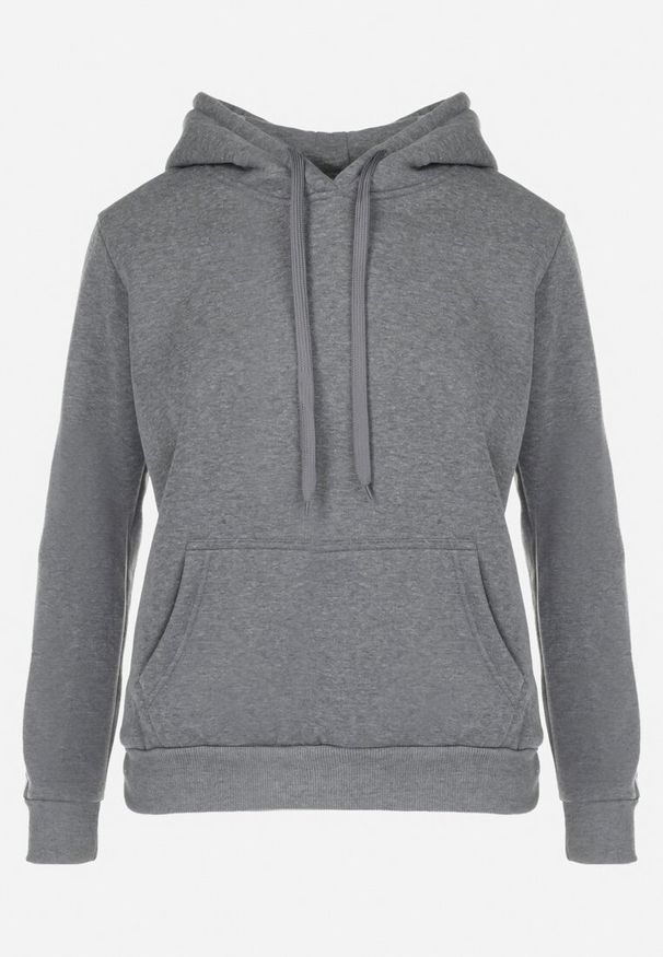 Born2be - Ciemnoszara Bluza Basic z Kapturem Kasseia. Typ kołnierza: kaptur. Kolor: szary. Materiał: dzianina, polar. Styl: klasyczny