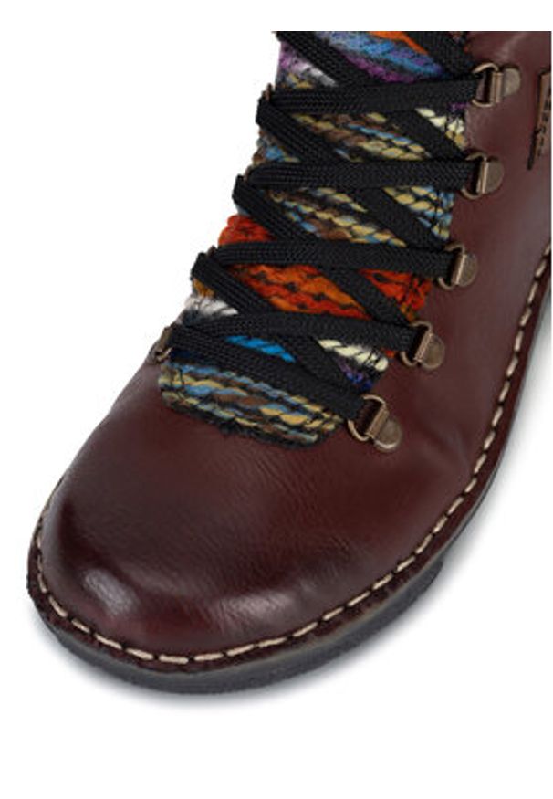 Rieker Trzewiki 73343-35 Bordowy. Kolor: czerwony. Materiał: skóra