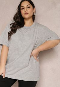 Renee - Szary Bawełniany T-shirt Oversize Thenika. Kolor: szary. Materiał: bawełna #2
