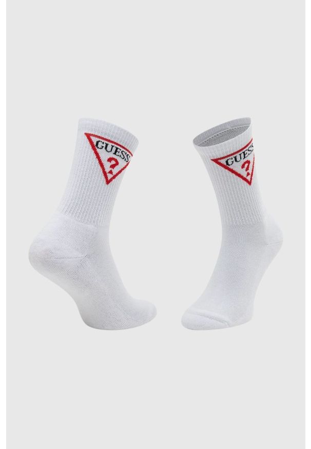 Guess - GUESS Białe męskie sportowe skarpetki. Kolor: biały. Materiał: dzianina