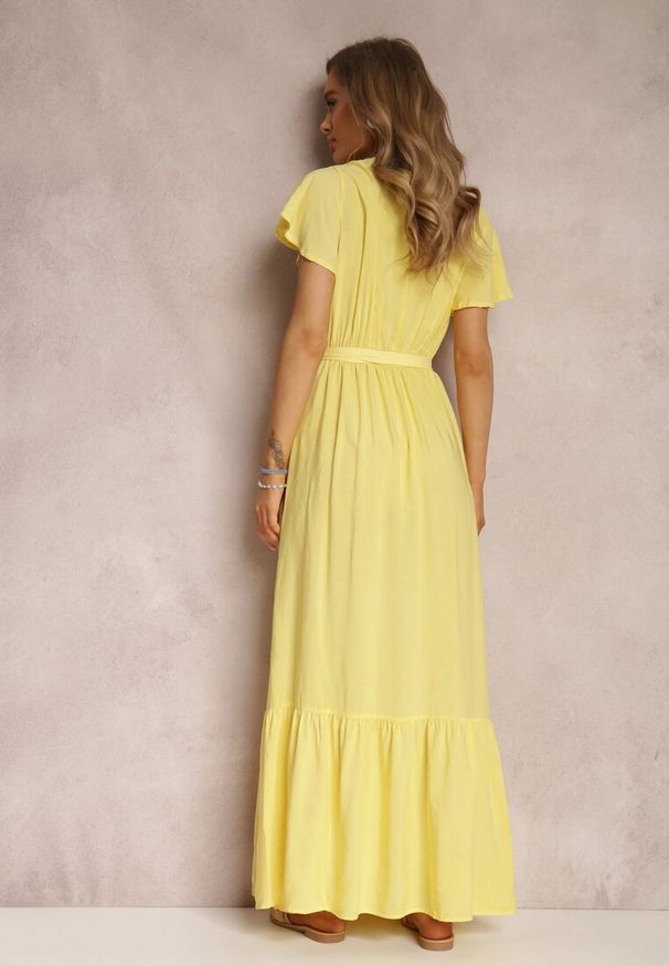 Renee - Żółta Sukienka Metia. Kolor: żółty. Materiał: materiał, tkanina. Wzór: geometria, gładki. Długość: maxi