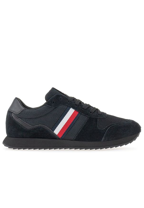 TOMMY HILFIGER - Buty Tommy Hilfiger Runner Evo Mix FM0FM04699-BDS - czarne. Okazja: na co dzień. Kolor: czarny. Materiał: kauczuk, guma, poliester, skóra, zamsz. Szerokość cholewki: normalna