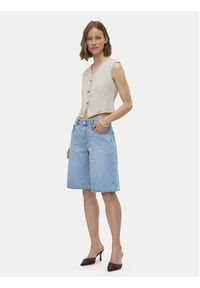 Vero Moda Kamizelka Caia 10333795 Beżowy Regular Fit. Kolor: beżowy. Materiał: bawełna