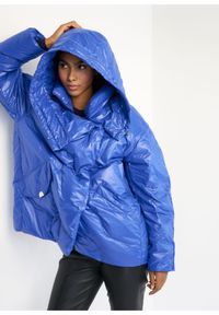 Ochnik - Kurtka puchowa damska oversize. Typ kołnierza: kaptur. Kolor: niebieski. Materiał: nylon #5