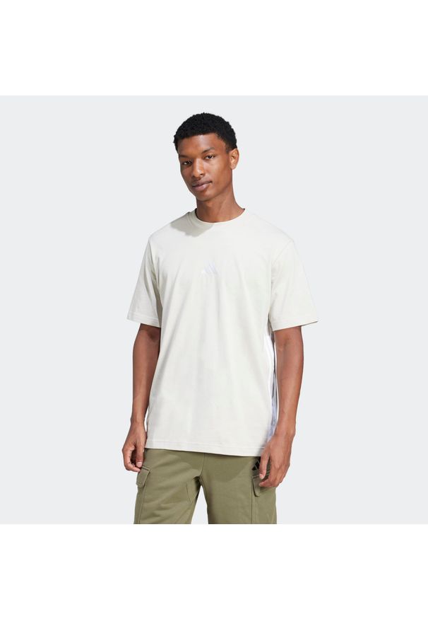 Adidas - Koszulka męska ADIDAS Gym & Pilates. Kolor: beżowy. Materiał: włókno, bawełna. Sport: joga i pilates