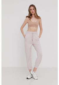 Answear Lab Spodnie damskie kolor różowy gładkie. Kolor: fioletowy. Materiał: dzianina. Wzór: gładki