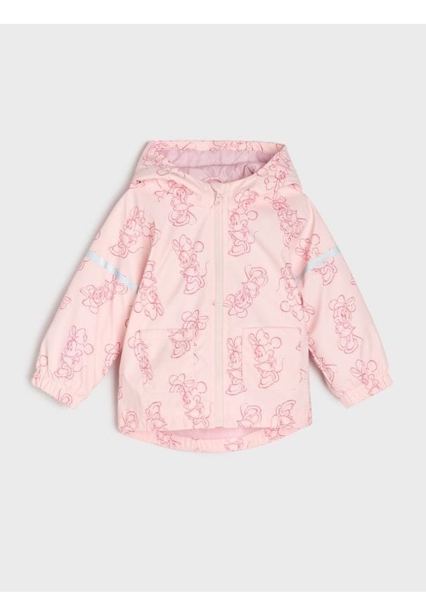 Sinsay - Kurtka z odblskowymi elementami przeciwdeszczowa Minnie Mouse - różowy. Kolor: różowy. Wzór: motyw z bajki