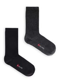 Volcano - Wysokie, prążkowane skarpety męskie A-VOLCAN, dwupak. Kolor: szary, wielokolorowy, czarny. Materiał: prążkowany. Wzór: nadruk #1