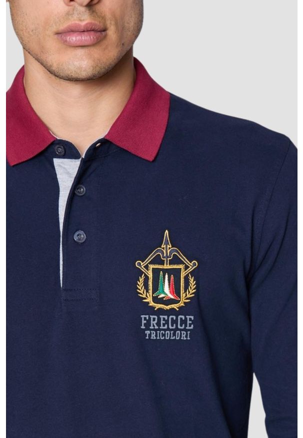 Aeronautica Militare - AERONAUTICA MILITARE Granatowy longsleeve polo męski Frecce Tricolori. Typ kołnierza: polo. Kolor: niebieski. Długość rękawa: długi rękaw