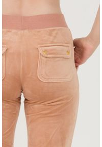 Juicy Couture - JUICY COUTURE Beżowe damskie spodnie dresowe Del Ray Gold Pocketed Pant, Rozmiar M. Kolor: beżowy. Materiał: dresówka