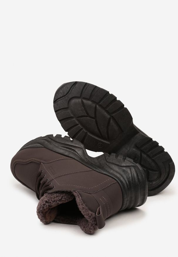 Born2be - Brązowe Traperki Sneakersy Vices na Grubej Tłoczonej Platformie Typu Traperki Narrise. Okazja: na co dzień. Kolor: brązowy. Materiał: jeans. Obcas: na platformie. Styl: casual