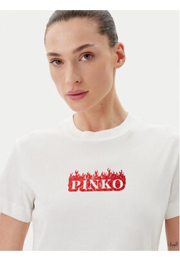 Pinko - PINKO T-Shirt Trapani 105050 A2D6 Biały Regular Fit. Kolor: biały. Materiał: bawełna