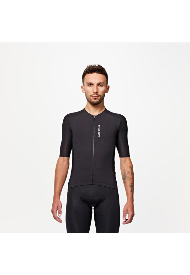 VAN RYSEL - Koszulka rowerowa szosowa Van Rysel Racer 2. Kolor: czarny. Materiał: poliester, materiał, elastan. Sport: kolarstwo