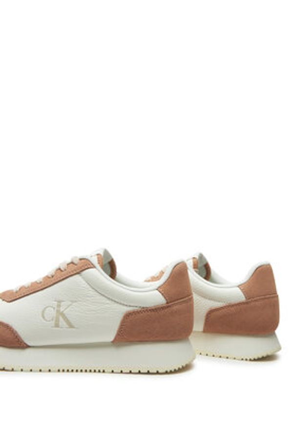 Calvin Klein Jeans Sneakersy Runner Laceup Low Mix Mg YW0YW01798 Biały. Kolor: biały. Materiał: zamsz, skóra