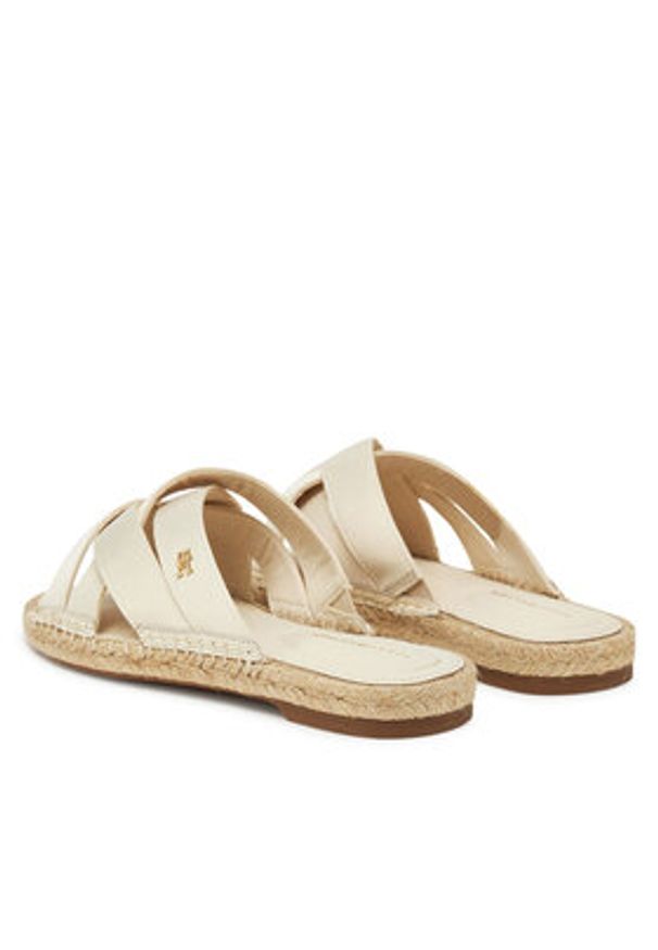 TOMMY HILFIGER - Tommy Hilfiger Espadryle Satin Espadrille Mule FW0FW08502 Beżowy. Kolor: beżowy. Materiał: materiał