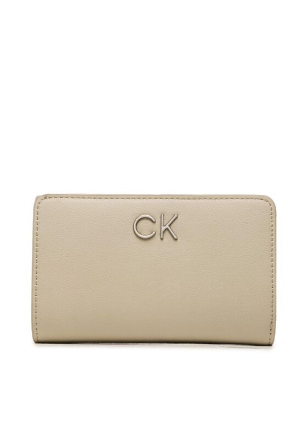 Calvin Klein Duży Portfel Damski K60K610962 Beżowy. Kolor: beżowy. Materiał: skóra