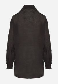 Born2be - Czarna Koszula z Modalem i Ozdobnymi Kieszeniami Mavisene. Okazja: na co dzień. Kolor: czarny. Materiał: jeans. Styl: klasyczny, casual, elegancki #6