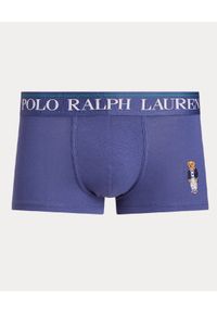 Ralph Lauren - RALPH LAUREN - Granatowe bokserki z misiem. Stan: obniżony. Kolor: niebieski. Materiał: elastan, bawełna. Wzór: haft