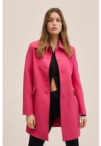 mango - Mango płaszcz Persa damski kolor różowy przejściowy. Kolor: różowy. Materiał: włókno