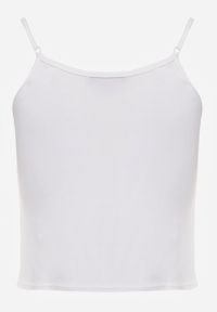 Born2be - Biały Top na Ramiączkach z Prążkowanej Tkaniny z Bawełny z Guzikami Bermisa. Okazja: na co dzień. Kolor: biały. Materiał: prążkowany, bawełna, tkanina. Długość rękawa: na ramiączkach. Styl: casual, elegancki #3