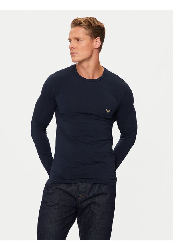 Emporio Armani Underwear Longsleeve 111023 4F512 00135 Granatowy Slim Fit. Kolor: niebieski. Materiał: bawełna. Długość rękawa: długi rękaw