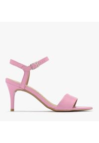 Ryłko - Różowe sandały na szpilce TARA. Kolor: różowy. Materiał: skóra. Obcas: na szpilce. Wysokość obcasa: średni