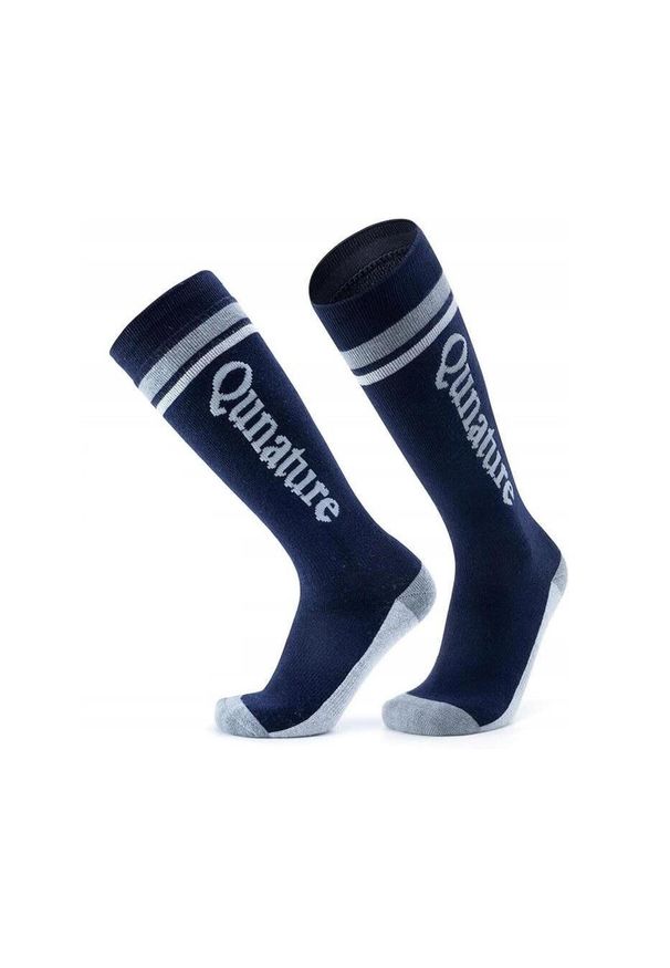 QUNATURE - Zimowe skarpety sportowe unisex Qunature z wełną merino. Kolor: niebieski, biały, wielokolorowy. Materiał: wełna. Sport: narciarstwo