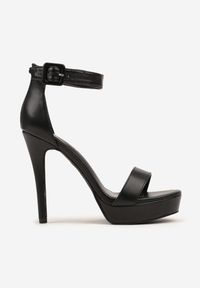 Renee - Czarne Szpilki z Platformą Nilaurea. Okazja: na co dzień, na imprezę. Zapięcie: sprzączka. Kolor: czarny. Materiał: koronka, jeans. Obcas: na platformie. Styl: elegancki, casual. Wysokość obcasa: wysoki #6