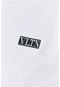 Valentino Garavani - VALENTINO Biały t-shirt męski z logo vltn. Kolor: biały. Materiał: prążkowany. Wzór: aplikacja