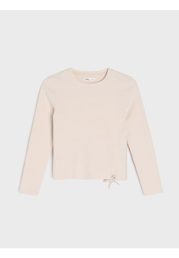 Sinsay - Bluzka z grubej prążkowanej dzianiny - beżowy. Kolor: beżowy. Materiał: dzianina, prążkowany