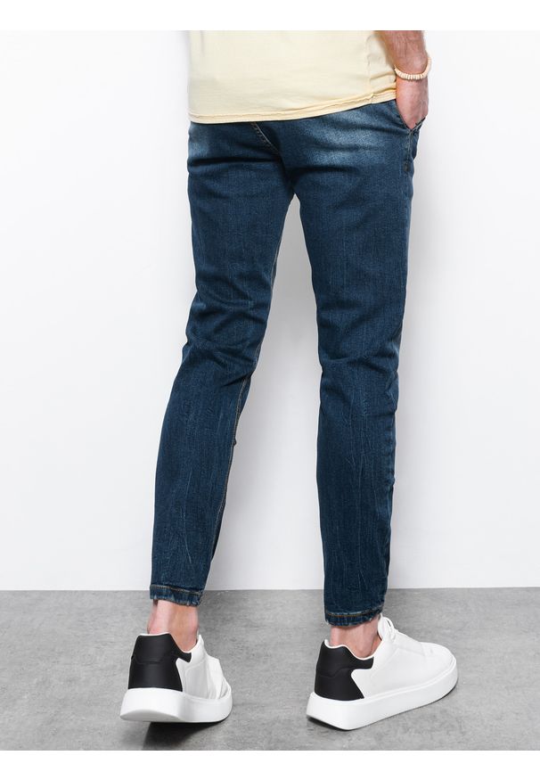 Ombre Clothing - Spodnie męskie jeansowe SLIM FIT P1077 - jeansowe - XXL. Materiał: jeans. Styl: klasyczny
