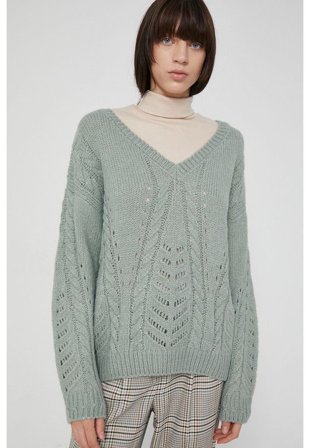 medicine - Medicine - Sweter Bohemian. Kolor: zielony. Materiał: dzianina. Wzór: ze splotem