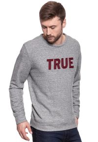 Mustang - MUSTANG BLUZA TAPE SWEATSHIRT MID GREY MELANGE 1006024 4140. Wzór: melanż, napisy #7