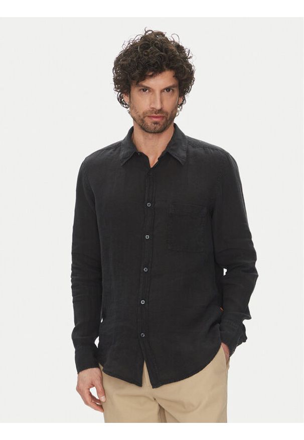 BOSS Koszula 50537381 Czarny Regular Fit. Kolor: czarny. Materiał: len