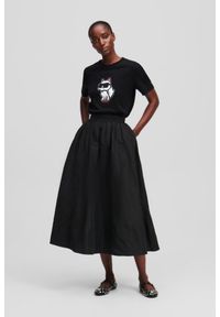 Karl Lagerfeld - KARL LAGERFELD Czarny damski t-shirt Ikon Sketch Choupette, Rozmiar S. Okazja: na co dzień. Kolor: czarny. Materiał: materiał. Wzór: nadruk. Styl: casual