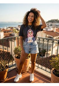 Sinsay - Bawełniana koszulka z nadrukiem - szary. Kolor: szary. Materiał: bawełna. Wzór: nadruk #1