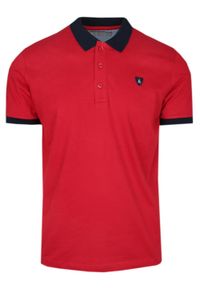 Męska Koszulka Polo - Bartex - Czerwona. Okazja: na co dzień. Typ kołnierza: polo. Kolor: czerwony. Materiał: bawełna, elastan. Styl: casual #1