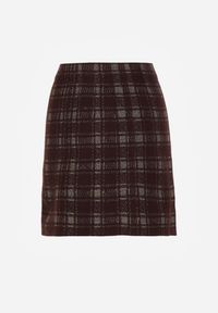 Born2be - Brązowa Spódnica z Wiskozą Zdobiona Guzikami i Metaliczną Nicią Sewsela. Okazja: na co dzień. Kolor: brązowy. Materiał: wiskoza. Wzór: aplikacja. Styl: klasyczny, casual, elegancki #3