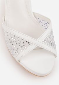 Renee - Białe Transparentne Sandały VICES na Szpilce z Cyrkoniami Alumere. Zapięcie: sprzączka. Kolor: biały. Materiał: satyna. Wzór: aplikacja. Obcas: na szpilce. Styl: elegancki #8