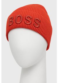BOSS - Boss Czapka kolor czerwony z domieszką wełny. Kolor: czerwony. Materiał: wełna #2