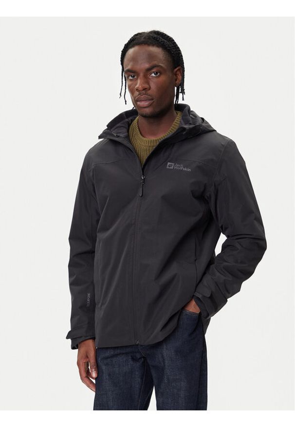 Jack Wolfskin Kurtka outdoor Taubenberg 3in1 1115311 Czarny Regular Fit. Kolor: czarny. Materiał: syntetyk. Sport: outdoor
