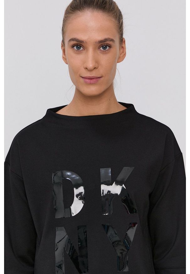 DKNY - Dkny - Bluza. Kolor: czarny. Wzór: nadruk