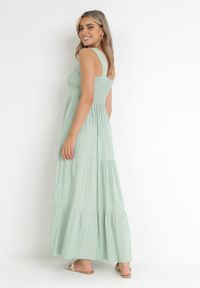 Born2be - Zielona Sukienka Maxi z Ażurowymi Taśmami Bez Rękawów Jaemma. Kolor: zielony. Długość rękawa: bez rękawów. Wzór: ażurowy. Sezon: lato. Typ sukienki: rozkloszowane. Długość: maxi #2