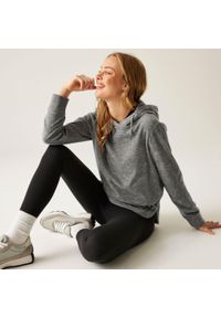Regatta - Bluza damska z kapturem Mayse. Typ kołnierza: kaptur. Kolor: szary. Materiał: dzianina, bawełna, polar. Wzór: melanż. Sport: turystyka piesza #1